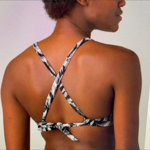 PRANA • NWT! “Regan” High Neck UPF 50+ Bikini Top - Black Springtime - Size S - Picture 4 of 16
